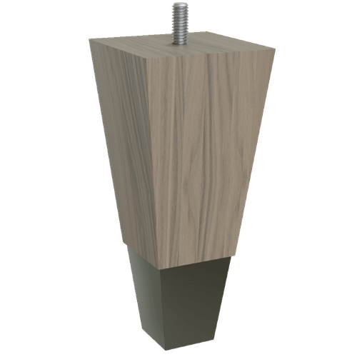Square Tapered Foot with Antique Brass Slipper Cup, 6" Height - Walnut