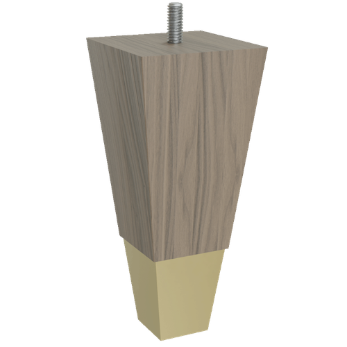 Square Tapered Foot with Satin Brass Slipper Cup, 6" Height - Walnut
