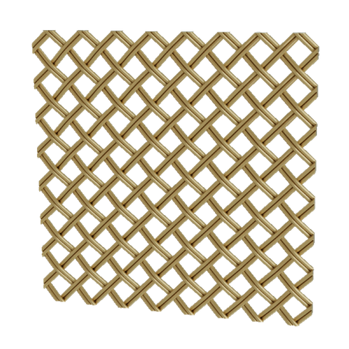 .375" Flat Fluted Diamond Decorative Grille, 24" Wide x 72" Long Sheet - Satin Brass
