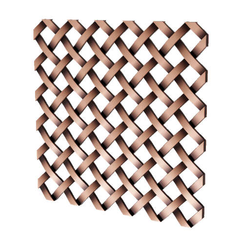 .375" Flat Single Diamond Decorative Grille, 36" Wide x 48" Long Sheet - Antique Copper
