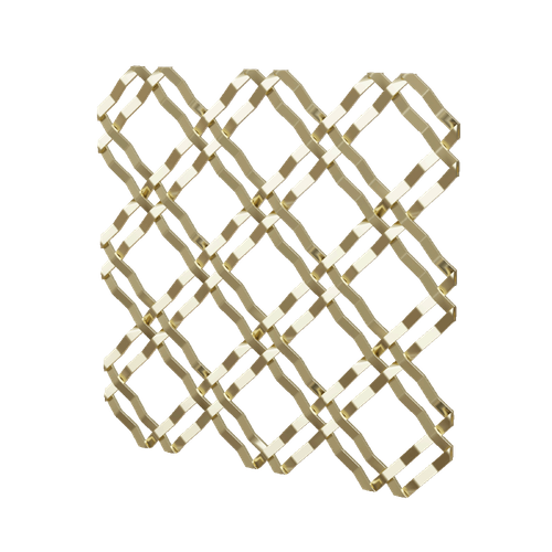 .375" Flat Crimped Double Diamond Decorative Grille, 36" Wide x 48" Long Sheet - Satin Brass
