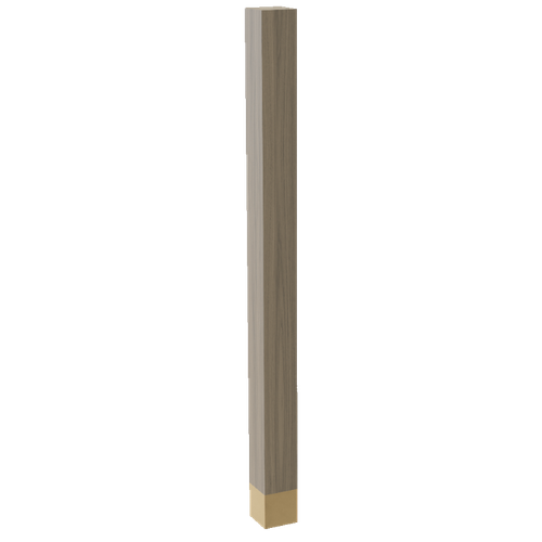 3" Square Post with Polished Brass Sleeve, 35.25" Height - Walnut