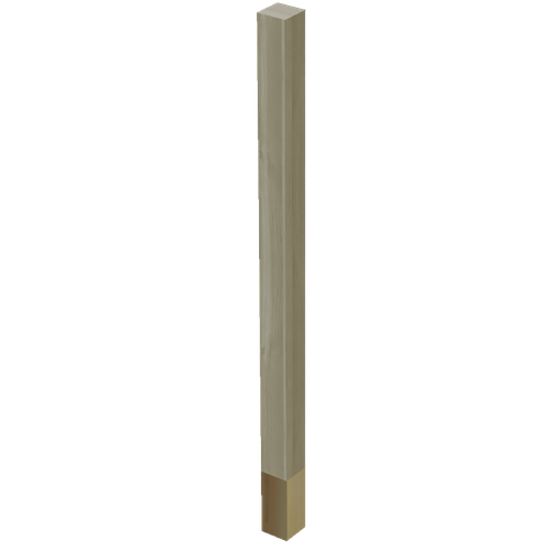 2" Square Post with 4.5" Polished Brass Sleeve, 35.25" Height - Paint Grade