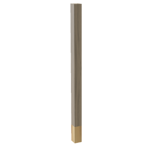 2" Square Post with 4.5" Polished Brass Sleeve, 35.25" Height - Walnut