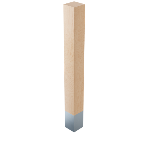 2" Square Leg with 4.5" Satin Stainless Sleeve, 29" Height - Hard Maple
