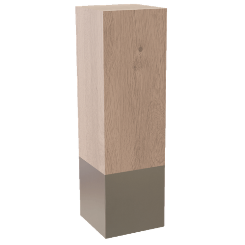 3" Square Leg with Satin Stainless Sleeve, 10" Height - Red Oak
