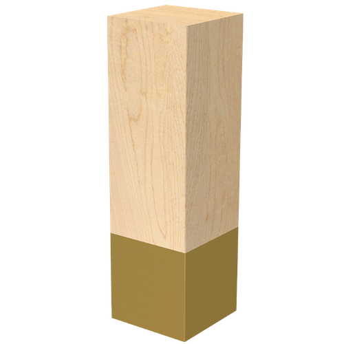 3" Square Leg with Satin Brass Sleeve, 10" Height - Paint Grade