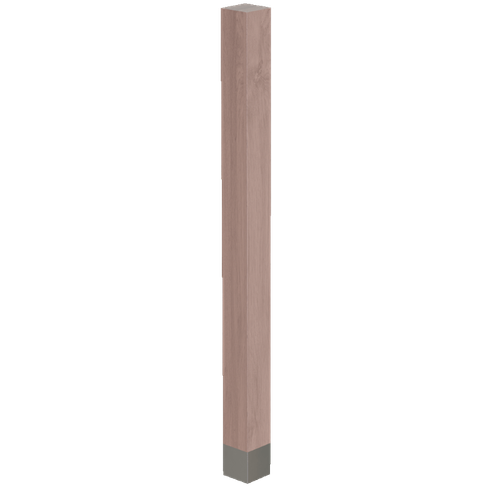 3" Square Post with Satin Stainless Sleeve, 42.25" Height - Red Oak