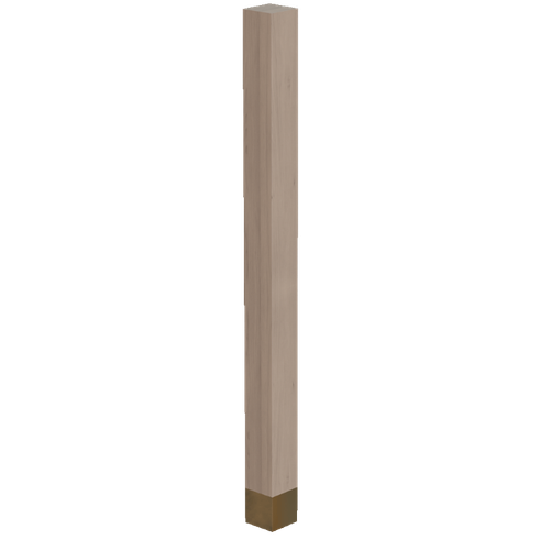 3" Square Post with Polished Brass Sleeve, 42.25" Height - Alder