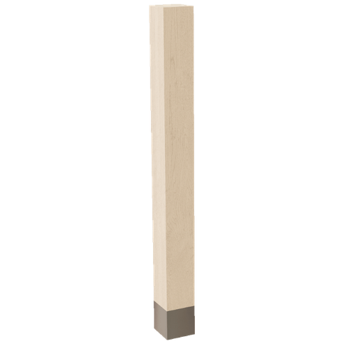 4" Square Post with Satin Stainless Sleeve, 42.25" Height - Hard Maple
