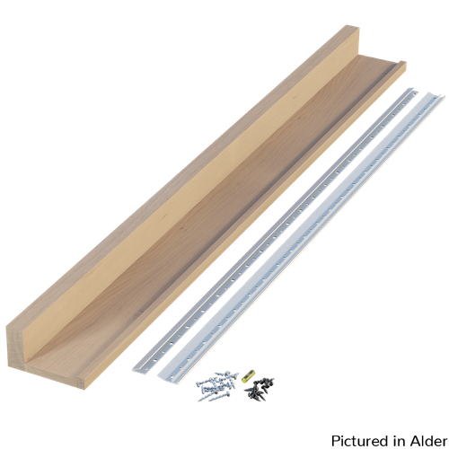 4" Deep Hardwood Slimline Channel Shelf, 48" Long - Alder
