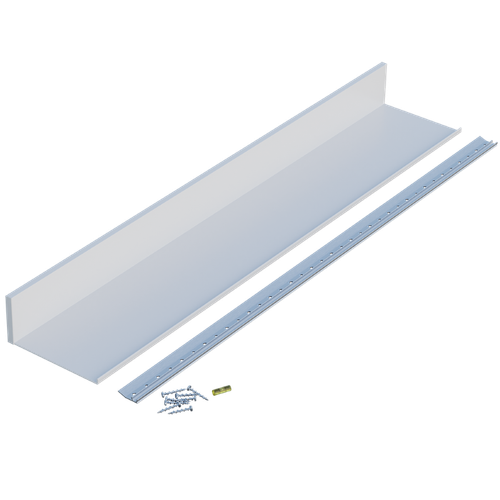 6" Deep Aluminum Slimline Channel Shelf, 36" Long - White