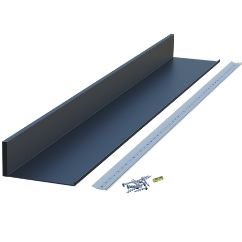 6" Deep Aluminum Slimline Channel Shelf, 48" Long - Flat Black