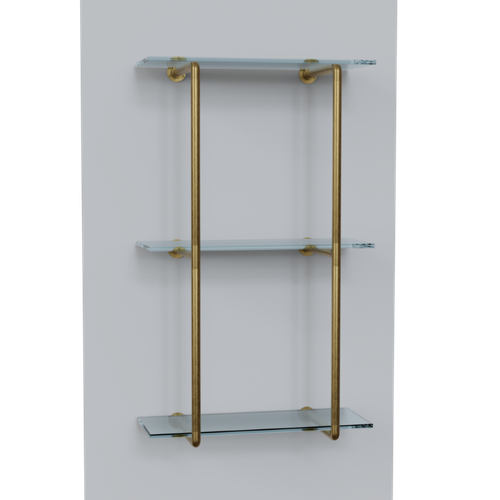 Contemporary Flush Bistro Shelf Kit, 3 Shelves at 10" Deep - Satin Brass