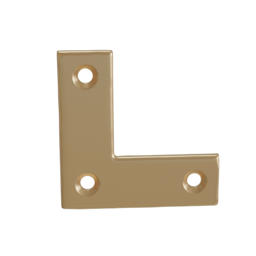 .5" Wide Brass Corner Strap with 3 Holes - Satin Brass