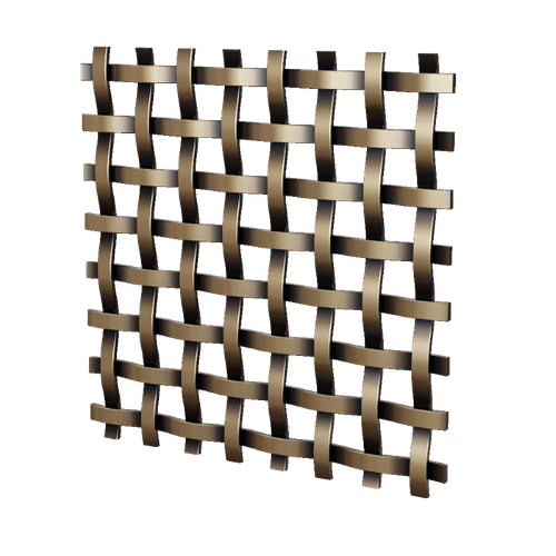 .375" Flat Single Square Decorative Grille, 24" Wide x 72" Long Sheet - Antique Brass