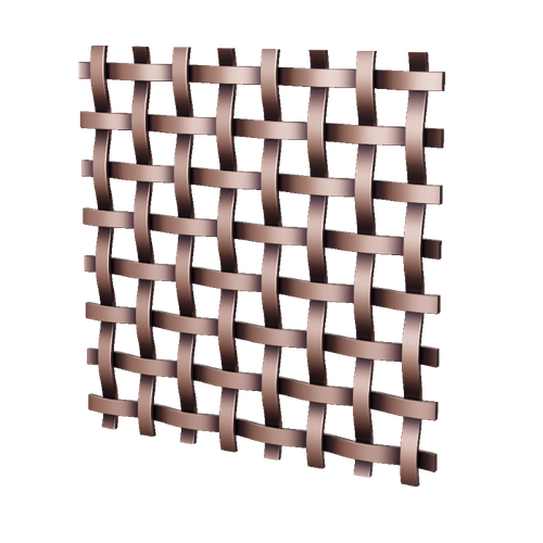 .375" Flat Single Square Decorative Grille, 24" Wide x 72" Long Sheet - Antique Copper