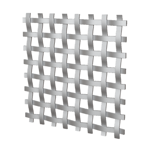 .375" Flat Single Square Decorative Grille, 24" Wide x 72" Long Sheet - Satin Nickel