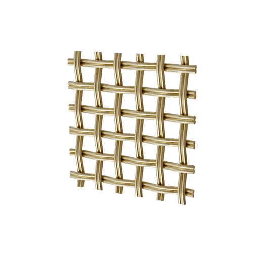 .375" Flat Fluted Square Decorative Grille, 36" Wide x 48" Long Sheet - Satin Brass