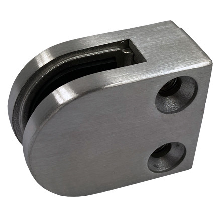 Ascension Stair Parts - GC5040D Glass Clamp - 50mm x 40mm D-Shaped - 6-8mm Glass - Satin Nickel - GC5040D