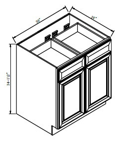 Pro Select Preston White Shaker Kitchen Cabinet - B39-PWS