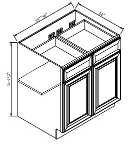 Pro Select Preston Chestnut Shaker Kitchen Cabinet - B36-PCS