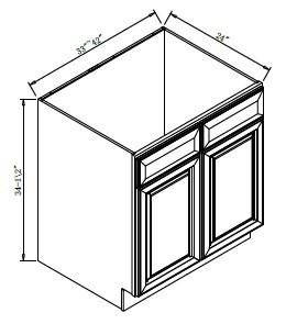 Pro Select Preston Chestnut Shaker Kitchen Cabinet - SB36-PCS
