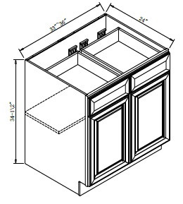 Pro Select White Shaker Kitchen Cabinet - B33-WSK