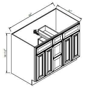 Pro Select White Shaker Bath Cabinet - VA6021DD-WSK