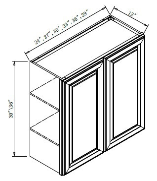 Pro Select Cunningham Gray Kitchen Cabinet - W3630-CG