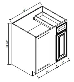 Pro Select Cunningham Gray Kitchen Cabinet - BBC3942-CG