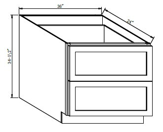 Pro Select Cunningham Gray Kitchen Cabinet - DB36-2-CG