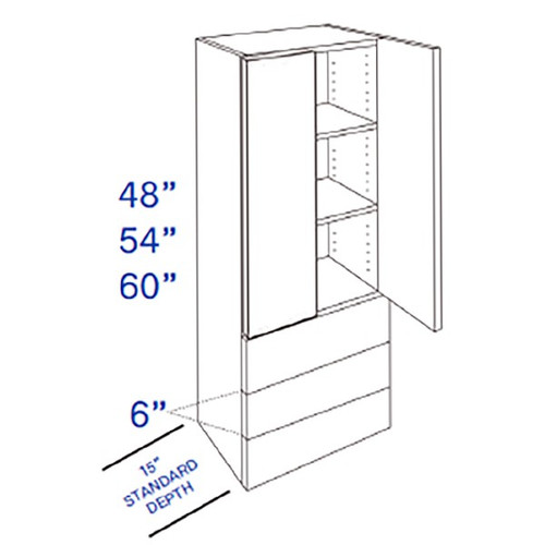 Eurocraft Cabinetry Signature 3DL Slim Shaker Series Stratus White Kitchen Cabinet - WC3D3348-SLW