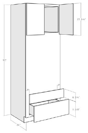 Cubitac Cabinetry Montclair Lace Double Butt Doors with Two Drawers Combo Oven Cabinet - OVC3390-MONTCLAIR LACE