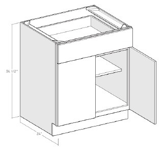 Cubitac Cabinetry Artisan Moss Single Drawer & Double Butt Doors Base Cabinet - B24-AM
