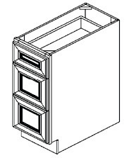 Jarlin Cabinetry - 3-Drawer Base Cabinet - DB36-3 - Sage Green Shaker