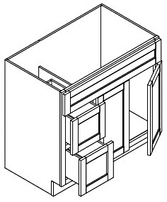 Jarlin Cabinetry - Vanity Sink Base Cabinet - FA3621DR - Unfinished Shaker