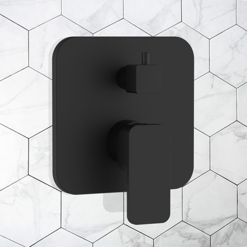 Pulse ShowerSpas - Tru-Temp Two Way Diverter Valve with Square Trim - 3007-RIVD-MB - Matte Black
