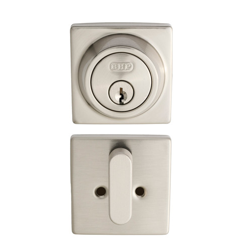 Better Home Products - Door Hardware - Single Cylinder Square Deadbolt - Satin Nickel - M20615SN