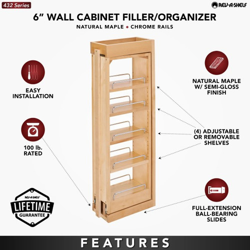 Rev-A-Shelf - 432-WF33-6C - 6" W x 33" H Pullout Between Cabinet Wall Filler