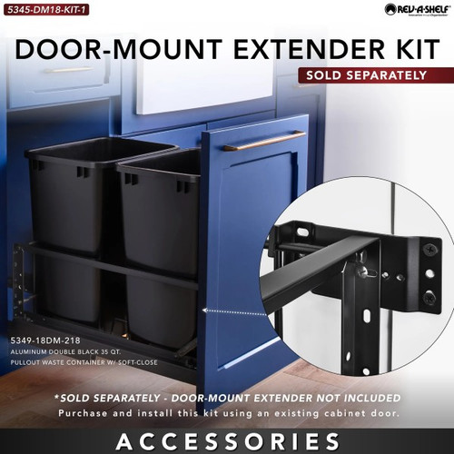 Rev-A-Shelf - 5349-1527DM-218 - Aluminum Double Black 27 Qt. Pullout Waste Container w/ Soft-Close for 15" Base Cabinets