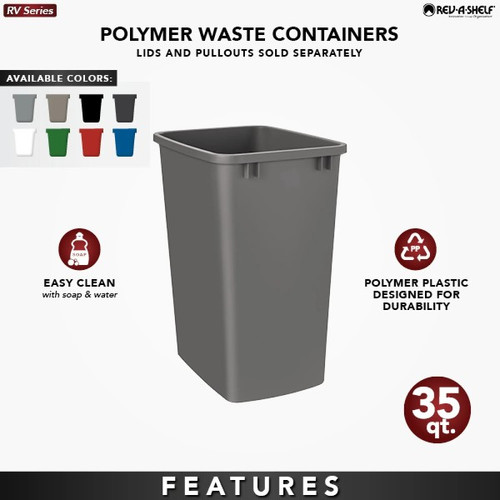 Rev-A-Shelf - RV-35-12-52 - 35 qt. Champagne Polymer Replacement Waste Container for Rev-A-Shelf® Pullouts