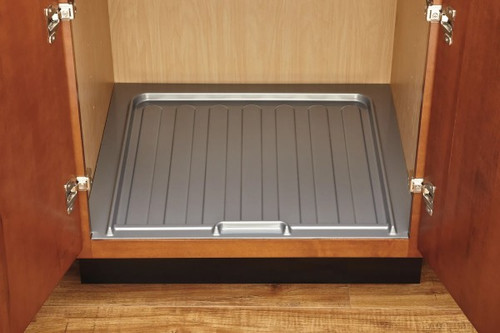 Rev-A-Shelf - SBVDT-2124-S-1 - Silver Polymer Trim-to-Fit Drip Tray for 21" - 24" Vanity Sink Base Cabinets