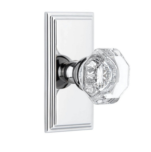 Grandeur Hardware - Carre Short Plate Single Dummy with Chambord Crystal Knob in Bright Chrome - CARCHM - 822809