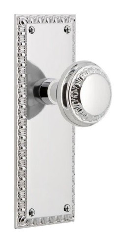 Nostalgic Warehouse - Neoclassical Plate Passage with Neoclassical Knob in Bright Chrome - 747811 - 2 3/8" Backset