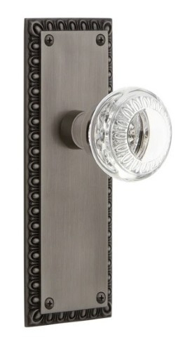 Nostalgic Warehouse - Neoclassical Plate Double Dummy with Crystal Neoclassical Knob in Antique Pewter - 746720