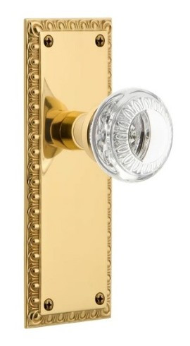 Nostalgic Warehouse - Neoclassical Plate Single Dummy with Crystal Neoclassical Knob in Polished Brass - 746567