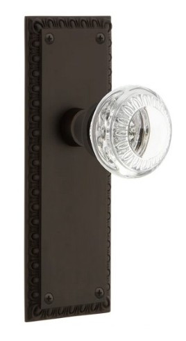 Nostalgic Warehouse - Neoclassical Plate Passage with Crystal Neoclassical Knob in Oil-Rubbed Bronze - 746262 - 2 3/8" Backset