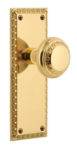 Nostalgic Warehouse - Neoclassical Plate Passage with Neoclassical Knob in Unlacquered Brass - 740148 - 2 3/4" Backset