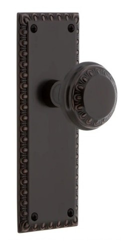 Nostalgic Warehouse - Neoclassical Plate Passage with Neoclassical Knob in Timeless Bronze - 740147 - 2 3/4" Backset